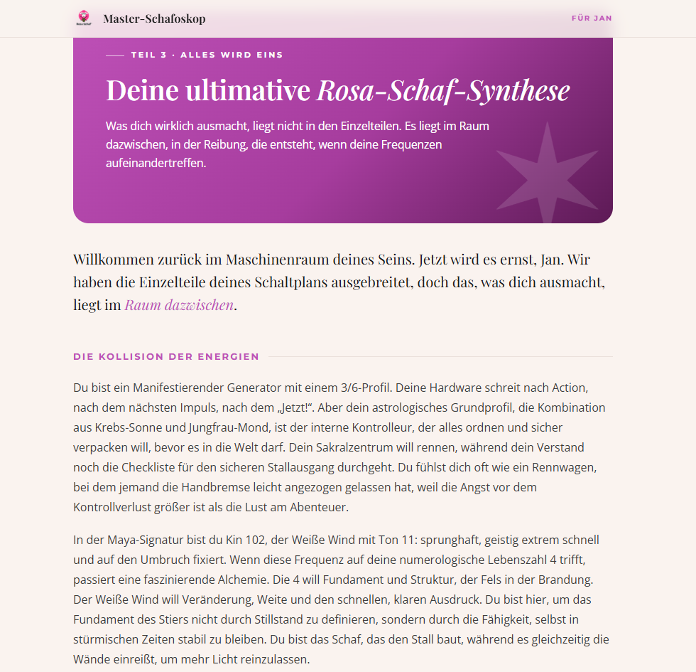 Ausschnitt aus einem echten Reading